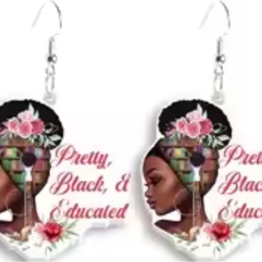 Floral Black & White Earrings